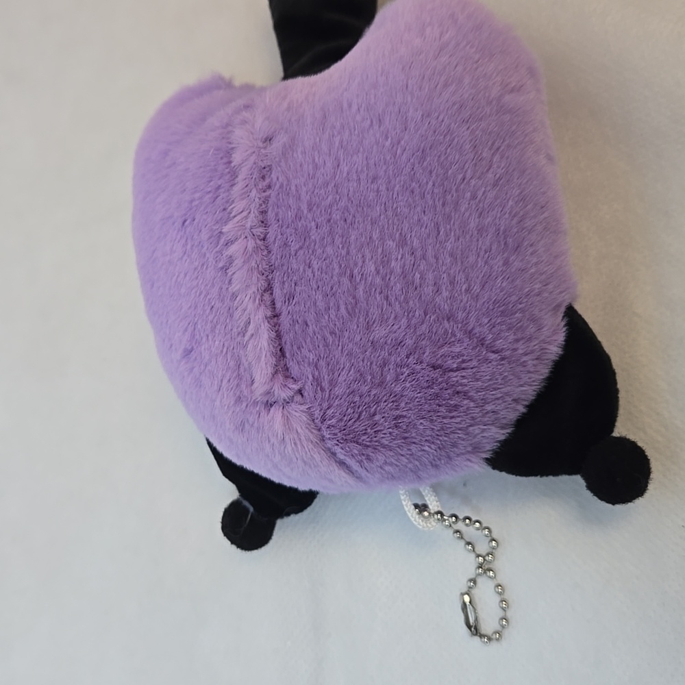 NEW Bag Or Backpack Charm Purple and Black Plush Cat Keychain - Picture 2 of 2